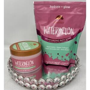 Tree Hut Watermelon Whipped Shea Body Butter & Moisturizing Bath Soak Bundle